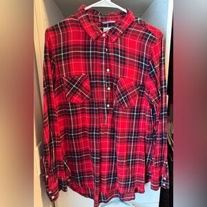 Merona Red and Navy Plaid Shirt